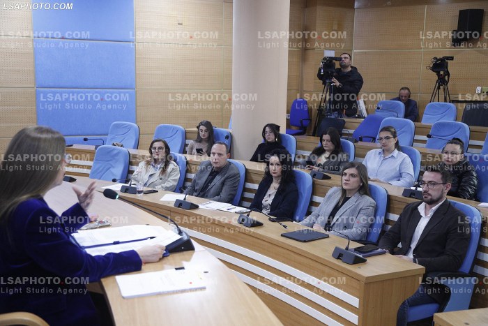Mirela Kumbaro ne konference per shtyp