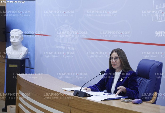 Mirela Kumbaro ne konference per shtyp