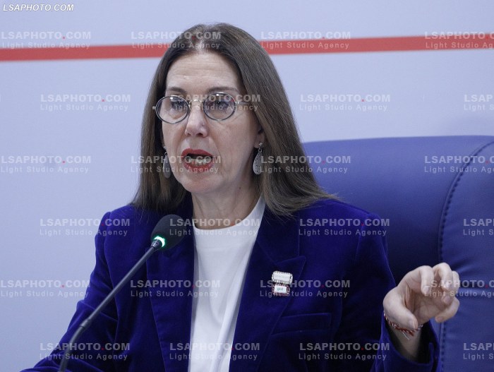 Mirela Kumbaro ne konference per shtyp