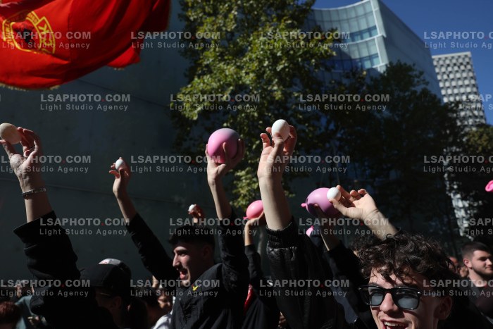 PROTEST NEAR THE ALBANIAN PARLIAMENT